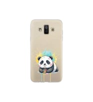 Samsung Galaxy J7 Duo ile Uyumlu Splash Panda Tasarımlı Şeffaf Silikon Kılıf