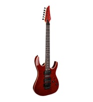 Guson Modern Superstrat HSH FR Tremolo Elektro Gitar (Flame Top - Crimson)