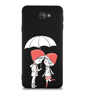 Samsung Galaxy J7 Prime Uyumlu Lansman Kılıf Aşk Tasarımlı İçi Kadife Kapak-Siyah (Şeffaf)