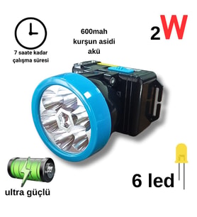Ultra Güçlü 2 Farklı Moda Sahip 8 Saate Kadar Çalışma Süreli 2w Kafa Lambası