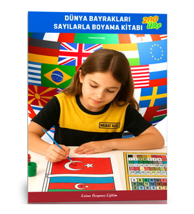 Dünya Bayrakları Sayılarla Boyama Kitabı (200 Ülke)