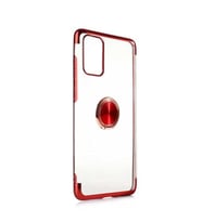 Galaxy S20 Kılıf Kenarları Renkli Yüzüklü Manyetik Silikon (Kırmızı)
