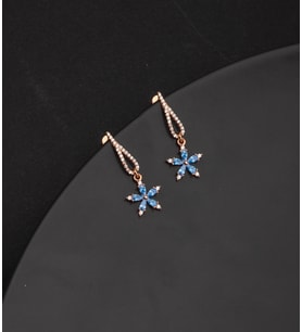 925 Ayar Gümüş Aquamarine Nergis Çiçeği Kanat Küpe