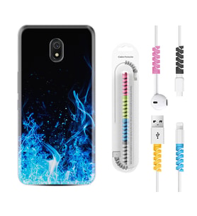 Xiaomi Redmi 8A 8 Pro 9C 9T 10C 11T Pro Kılıf Kablo Koruma Spiral Silikon Blue Fire 1678
