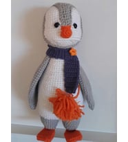Çıngıraklı Penguen Uyku Arkadaşı Amigurumi Organik Oyuncak