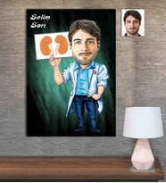 Kişiye Özel Karikatür Baskılı Ahşap Tablo Tıp Bayramı Üroloji Doktoru Erkek-2 30x40