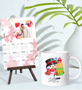 BK Gift Kişiye Özel Yılbaşı Tasarımlı Kupa Bardak ve 13x18cm Fotoğraf Kartlı Şövaleli 2024 Takvim Hediye Seti-21