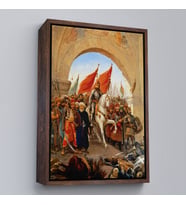 Çerçeveli Fatih Sultan Mehmet Istanbul'a Girişi Tablosu - Fausto Zonaro (Kahverengi)