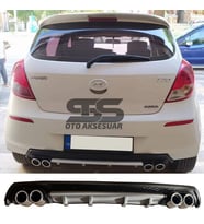 Hyundai i20 Difüzör Arka Tampon Eki 4 Egzoz Çıkışlı Gri Lüx Tip