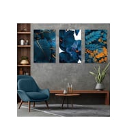 MAVİ BİTKİ 3'LÜ MDF TABLO SET