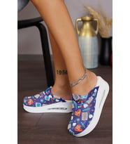 Blum Sabo Terlik Mavi Kalpli Desen Kadın Air Max Taban Ortopedik Sabo Terlik