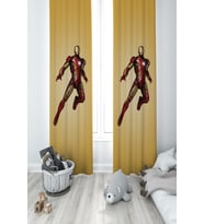 MEKTA HOME BEBEK VE ÇOCUK ODASI Iron Man Desenli 2 Kanat Fon Perde