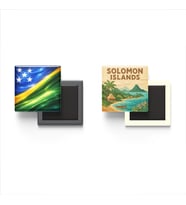 Buzdolap Magnetleri - Solomon Adaları Bayrağı ve Paper Cut Tema - 2'li Set Magneti