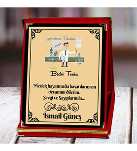 Laboratuvar Teknikeri Baskılı Plaket (1. Tasarım)  Kişiye Özel (Kırmızı)