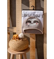 %100 Pamuk 60x110 Tembel Hayvan Başlıklı Kadife Bebek & Çocuk Kundak (Standart)