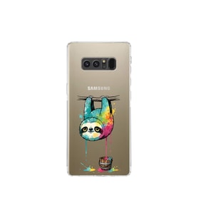 Samsung Galaxy Note 8 ile Uyumlu Splash Tembel Hayvan Tasarımlı Şeffaf Silikon Kılıf