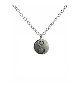 Yin Yang Kalp Sembolü Unisex Kolye – 60 cm Zincirli, Zamak Metal Aşk ve Denge Temalı Spiritüel Takı (Gümüş)