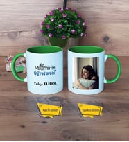 Matematik Öğretmeni Kupa Bardak Yeşil Fotoğraflı Matematik Öğretmenine Hediye