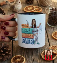 Kişiye Özel Karikatürlü Hemşire Best Nurse Ever Kupa Bardak Tıp Bayramı Hediyesi