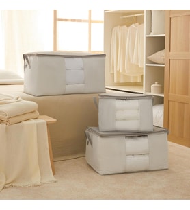 Ocean Home Textile 3'lü Pvc Pencereli Stuff & Things Gri Çizgili Hurç Set