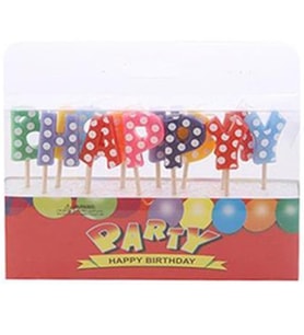 Mum Happy Birthday Puantiyeli Kürdanlı Pasta Mumu-