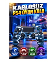 Bluetooth 5. Nesil Kablosuz PS4 Gamepad Siyah Çift Motorlu Titreşimli Controller