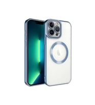 Apple iPhone 13 Pro Max Uyumlu Kılıf M-safe Wireless Şarj Özellikli Zore Setro Silikon (Mavi)