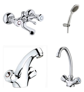 ARÇE Klasik Çevirmeli Banyo + Kuğu Evye + Kartal Lavabo Bataryası + Duş Takımı