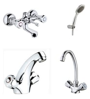 ARÇE Klasik Çevirmeli Banyo + Kuğu Evye + Kartal Lavabo Bataryası + Duş Takımı