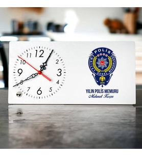 Polis Armalı İsme Özel Şık Masa Saati