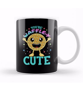 Cute & Funny You're Waffle y Cute Waffle Pun Kupa Bardak Porselen