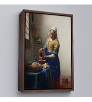 Çerçeveli Johannes Vermeer - Sütçü Kız Tablo - The Milkmaid (Siyah)