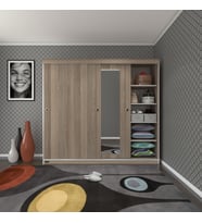 Kenzlife gardırop sürgülü kapaklı kapılı 200 papatya crd aynalı gardolap dolap (Karışık)