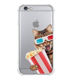 PrintiFy Apple iPhone 6 Uyumlu Kedi 1 Baskılı Şeffaf Köşe Korumalı Antişok Kılıf