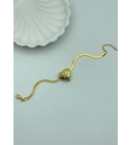 Çelik Gold Kalp İtalyan Bileklik - 25-blk16