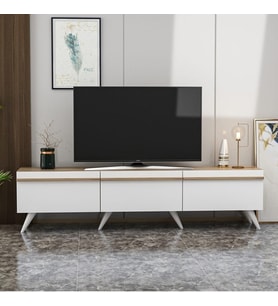 TV Sehpası Volan Beyaz Safir Meşe 180 cm