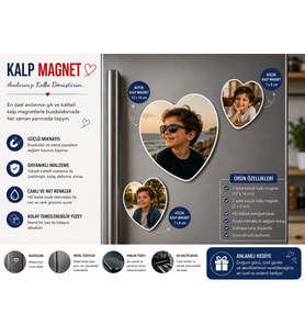 Kalp Fotoğraf Magneti Erkek Çocuğuna Kişiselleştirilebilir Unutulmaz Anı Hediyesi
