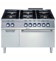 Electrolux Professional Endüstriyel 6 Açık Ateşli Gazlı Kuzine, Her Brulör 5,5 Kw, Altında Elektrikli Fırın + Dolap, Derinlik 730 Mm - 1200 Mm E7GCGL6C20