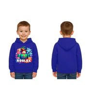 Unisex roblox Baskılı Çocuk Swaetshirt  Baskılı Kapüşonlu 3 İplik Şardonlu (SAKS MAVI)