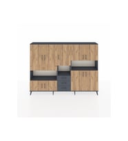 Arges Dolap 13 Raflı 3 Çekmeceli 9 Kapaklı 220x30x163 Antrasit-Çam/Antrasit