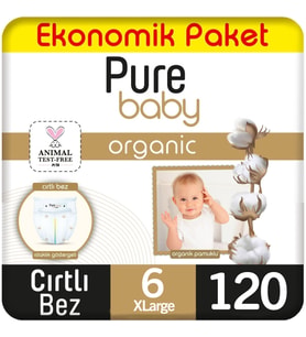 Pure Baby Organik Bebek Bezi Ekonomik Paket 6 Beden 60x2 120 Adet