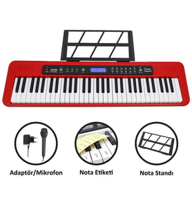 Jwin CTK-3000 61 Tuş Hassasiyetli Org (5 Oktav) - Kırmızı