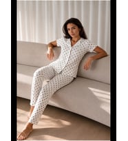 Night Kadın Loose Uzun Paça Pamuk Pijama Takımı