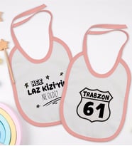 BK Kids Laz Kızı ve Trabzon Tasarımlı 2’li Pembe Mama Önlüğü-1