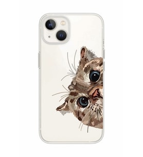 Iphone 13 Uyumlu Tatlı Kedi Desenli Şeffaf Telefon Kılıfı