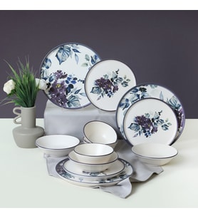 Keramika Purple Flower Yemek Takımı 24 Parça 6 Kişilik