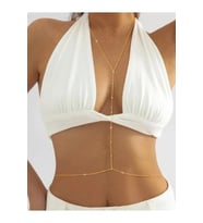 Altın Renk Bel ve Dekolte Vücut Zinciri Kadın Body Chain Aksesuar