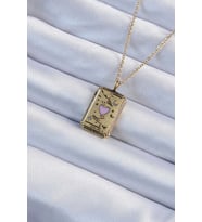 316L Çelik Zincir Eskitme Renk Pembe Mineli Kalp Figürlü Tarot Kolye TJ-BKO9231