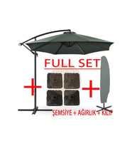 3 Mt 8 Kaburga Full Demir 21 Kg Bahçe Şemsiyesi Full Set Havuz Şemsiyesi Büyük Şemsiye (Antrasit)