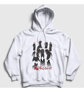 Presmono Unisex Beyaz Gang Anime Tokyo Revengers Kapüşonlu Sweatshirt 241137tt
